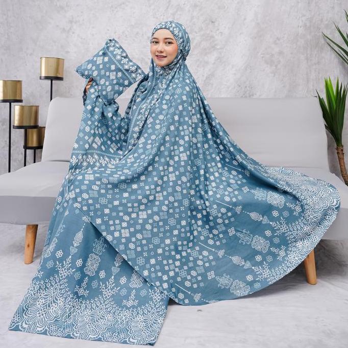 Disiniaja- Mukena Dewasa Arumi Bali Katun Rayon Atasan Bawahan Bunga Kain