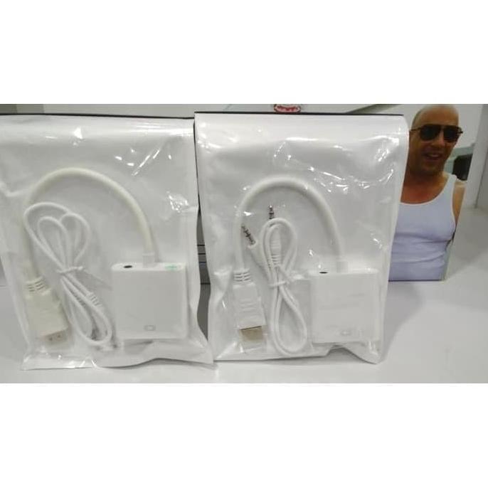 Inpoinpo- Kabel Hdmi Laptop Ke Vga Proyektor Monitor Ps4 Ps3 Ada Suara Audio Aux