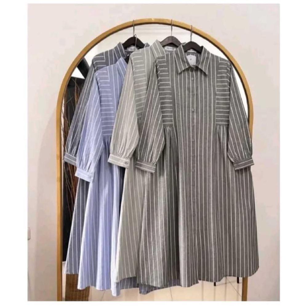 BIG SALE TUNIC WANITA MOTIF GARIS-GARIS / KEMEJA TUNIK WANITA TERBARU / TUNIK DEWASA JUMBO TERLARIS 