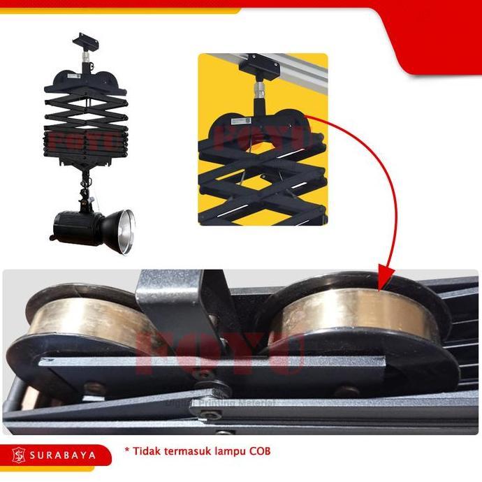 Pantograph T3000 (3 Meter) Ceiling Track Rail System + 3 Pcs Gantungan Kabel Lampu Kualitas Terbaik 