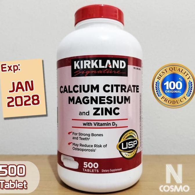 Kirkland Signature Calcium Citrate Magnezium and Zinc dengan Vitamin D3 500 Kirkland Kalsium dengan 