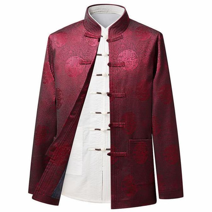 Termurah / Hot Sale Gs-27 M-4Xl Atasan Pria Impor Baju Sangjit Pria Cheongsam Pria Atasan - Navy, Lt