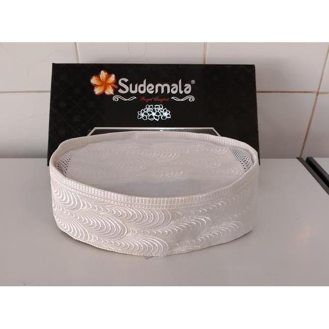 Termurah / Hot Sale Songkok Sudemala Putih Original Kopiah Peci Muslim Dewasa Kain Bordir