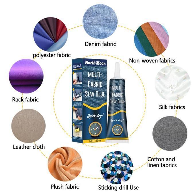 THETA 50ml Lem Kain Untuk Baju Sew Glue Robek Praktis Tanpa Jahit Tempel Emblem Kain Robek Bolong Go