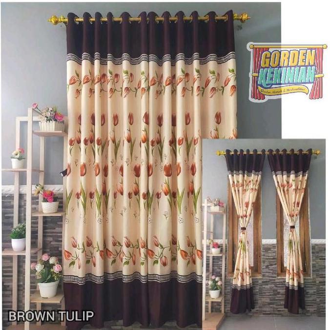 Dimari- Gorden Motif Tulip Merah Maroon Ring 12 Gorden Bunga Tulip Maroon Gorden Tulip Maroon Gorden