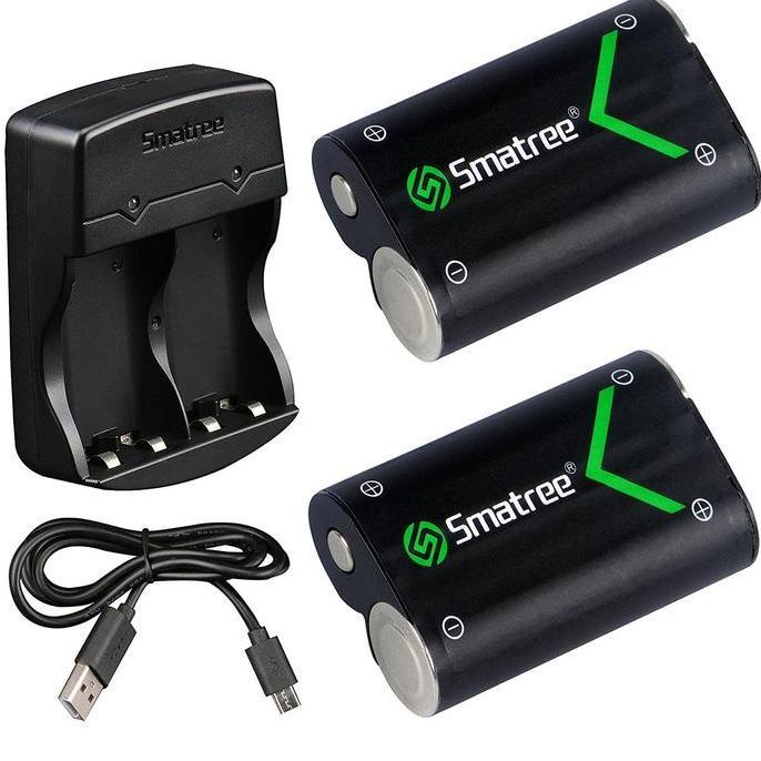 Smatree Battery Xbox One / One S (2-pack) & Dual Charger for Xbox One Xbox One S Xbox One X Xbox One