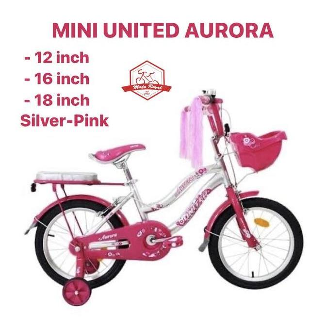 NEW SEPEDA ANAK MINI UNITED AURORA 12 16 18 inch KERANJANG CEWEK FLOWER