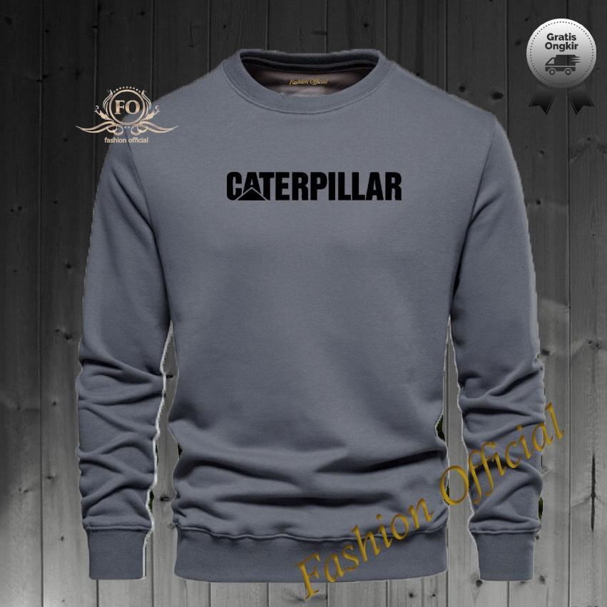 NEW Baju Sweater Distro Caterpilar Text Hitam Premium Quality Sweater Pria Wanita Distro Terkeren - 