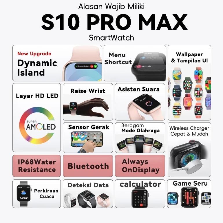BESTPROMO BUDS-Smartwatch S10 POR MAX Smart Watch 46mm S10 Jam Pintar Olahraga Bluetooth SmartWatch 
