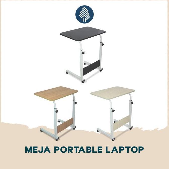 Brookwood Meja Portable Laptop Meja Serbaguna Kaki Roda Kaki kayu atau besi Bisa Diatur Tingginya Me