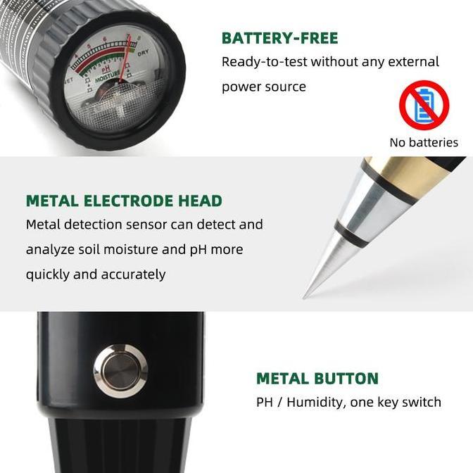 Alat Penggukur Tanah 2 In 1 Pen Ph Meter Tanah Kelembaban Soil Ph Moisture Meter Ph Tanah Peluru Pen