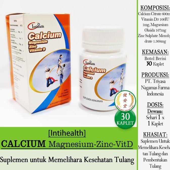 [Intihealth] CALCIUM Magnesium Zinc Vitamin D [30 Kaplet] Suplemen untuk Memelihara Kesehatan Tulang