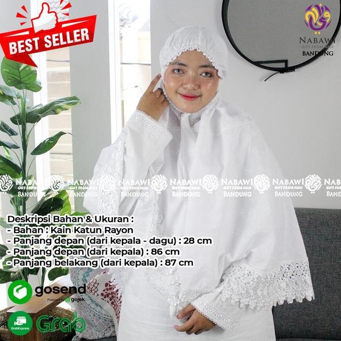 Jilbab Ihram Ihrom Wanita Putih Polos Rayon Jumbo Renda Perlengkapan H