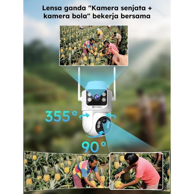 Agent- Eyesec Cctv 4G Tenaga Surya 6Mp Dua Lensa Ip Camera Outdoor Dual Lens Siap Pakai Tanpa Wifi &