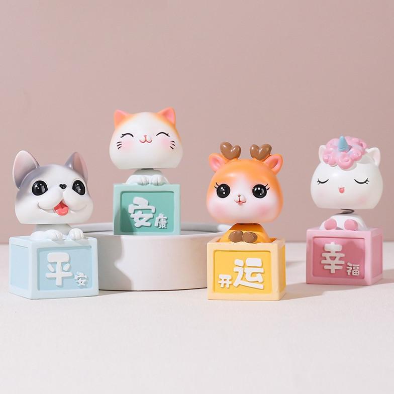 Bobble Head Kepala Goyang - Pajangan Dashboard Mobil Dekorasi Aksesoris Kucing Rusa Unicorn Anjing