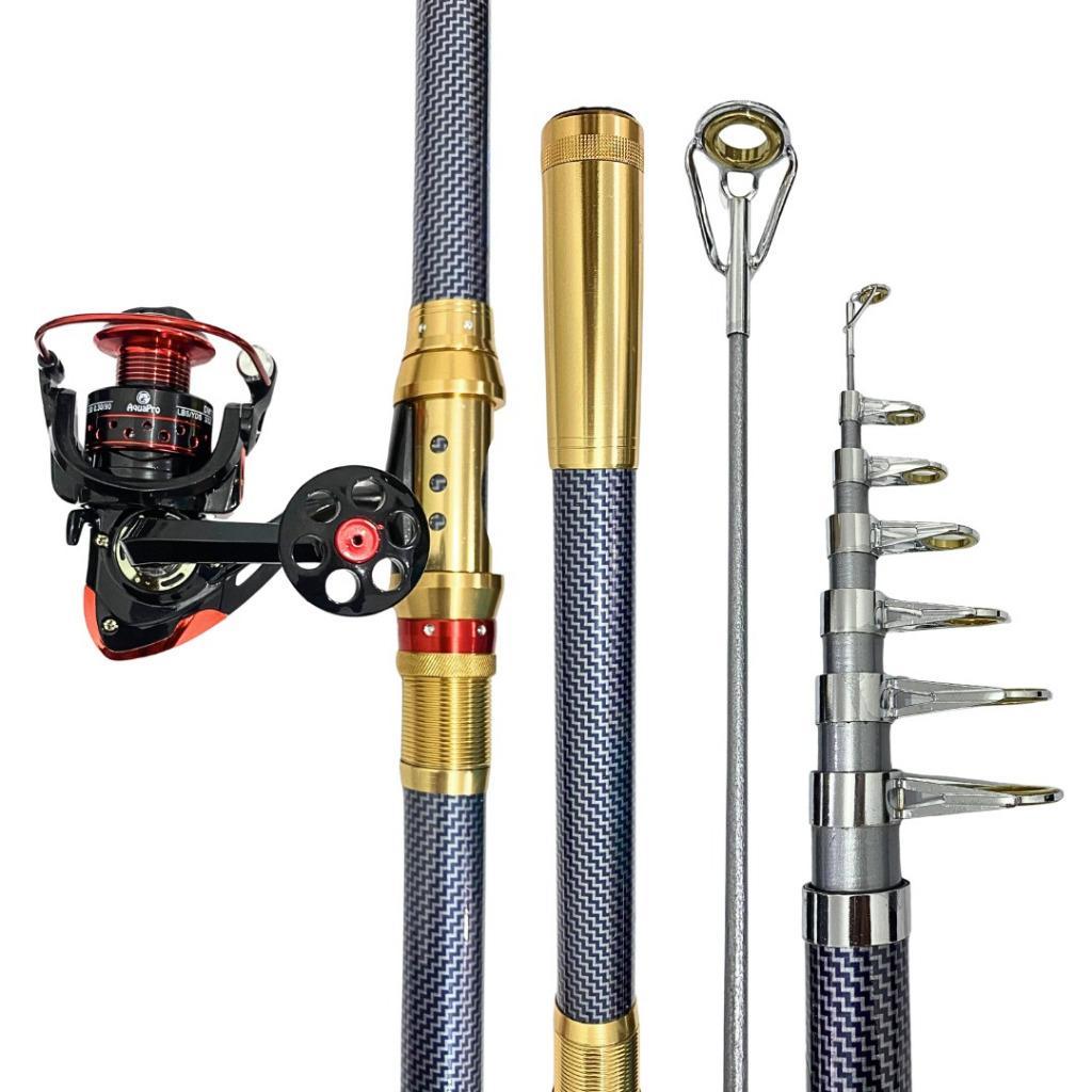 1 Set Paket Joran Pancing Laut Antena Portable High Carbon Joran Laut Teleskopik Dengan Reel Pancing
