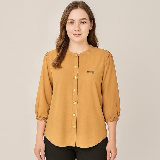 Iyakirim- Baju Kemeja Atasan Polos Wanita Rayon Twill Premium Panjang Blouse Wanita Murah Bahan Adem