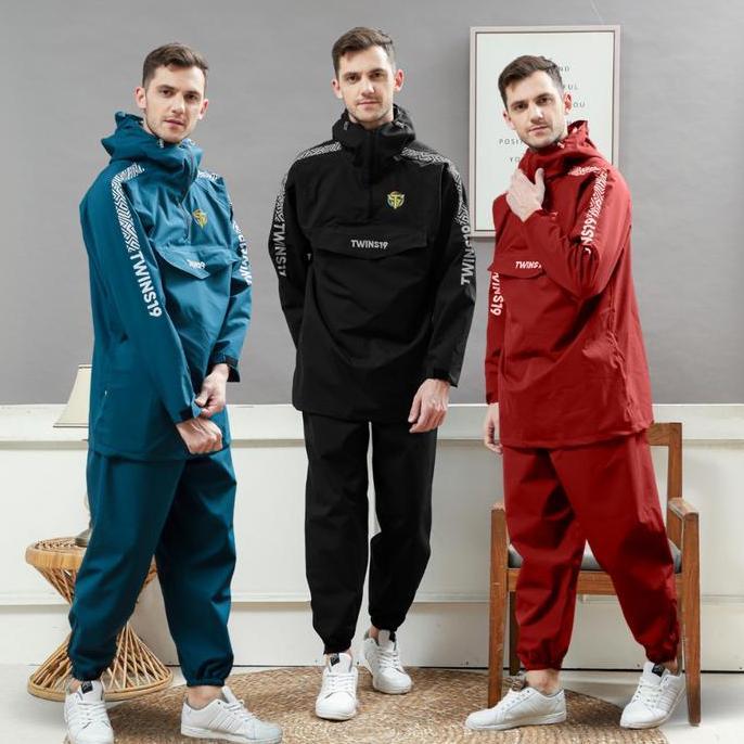 Kidbig- Jas Hujan Saku Kangguru V2 Twins19 Twins Nineteen Setelan Jaket Celana Pria Wanita Kantong K