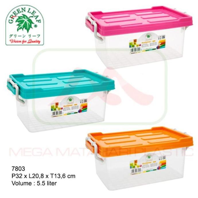 Q Seven Box Container 5,5 Liter (Kotak Serbaguna) 7803 Green Leaf