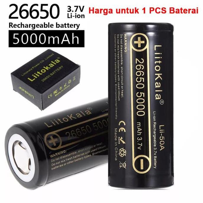 LIITOKALA Lii-50A Baterai 26650 5000mAh 20A Authentic Li-ion