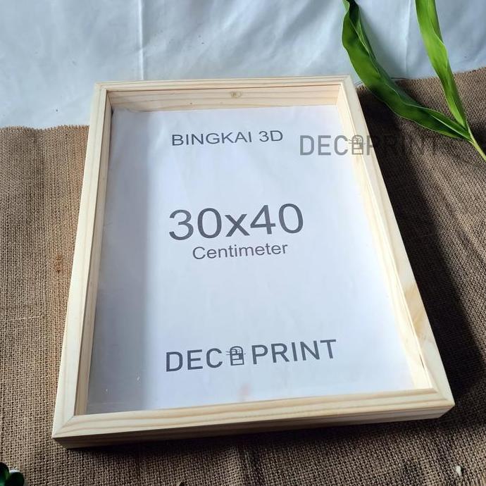 SidsWood [3DA3] Bingkai 3D Kayu & Akrilik Ukuran A3 (30x40 cm) Frame Kotak Mahar Jati Belanda Unik