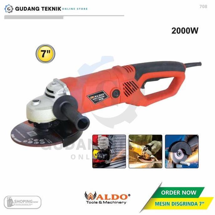 GRASSSTEKNO Gerinda Disgrinda 7" 2000W ALDO 708 / Mesin Gerinda Tangan 7Inch ALDO 708 - Gurinda Grin