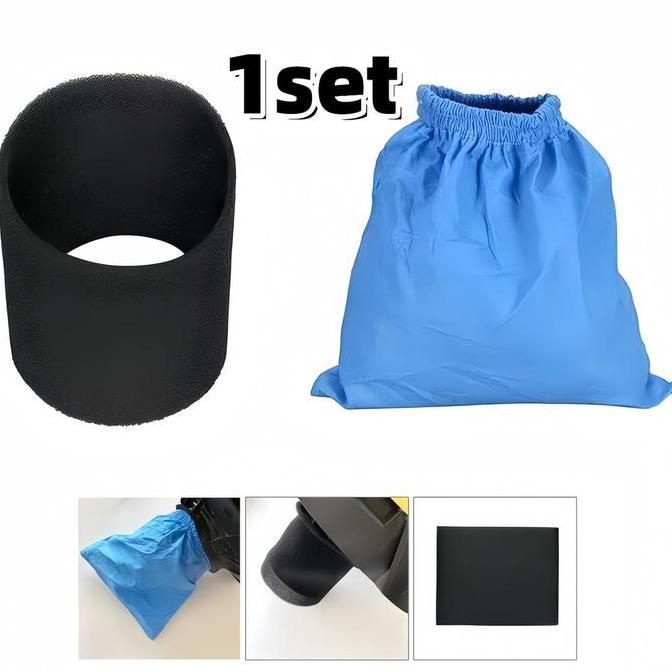 BAJANTEKNO Kantong Filter Vacuum Cleaner Basah Kering Bahan Kain Biru dan Busa Hitam 1 set