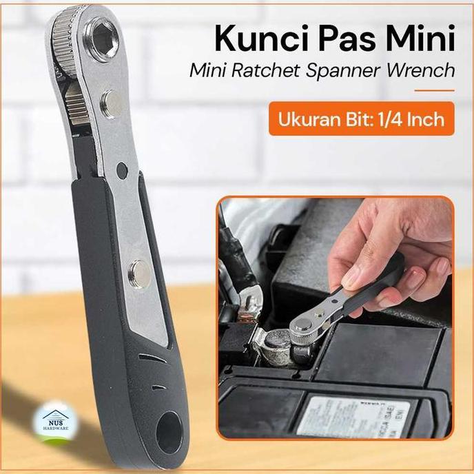 OTOMAX Kunci Pas Mini Ratchet Spanner Wrench Pegangan Soket Hexagon Torx