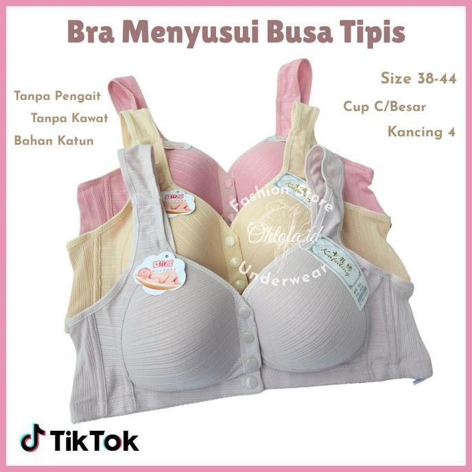 BL97 ~ (2-4 Pcs) Bra Menyusui Kafeiting Kancing Depan Bh Busui Katun Nyaman