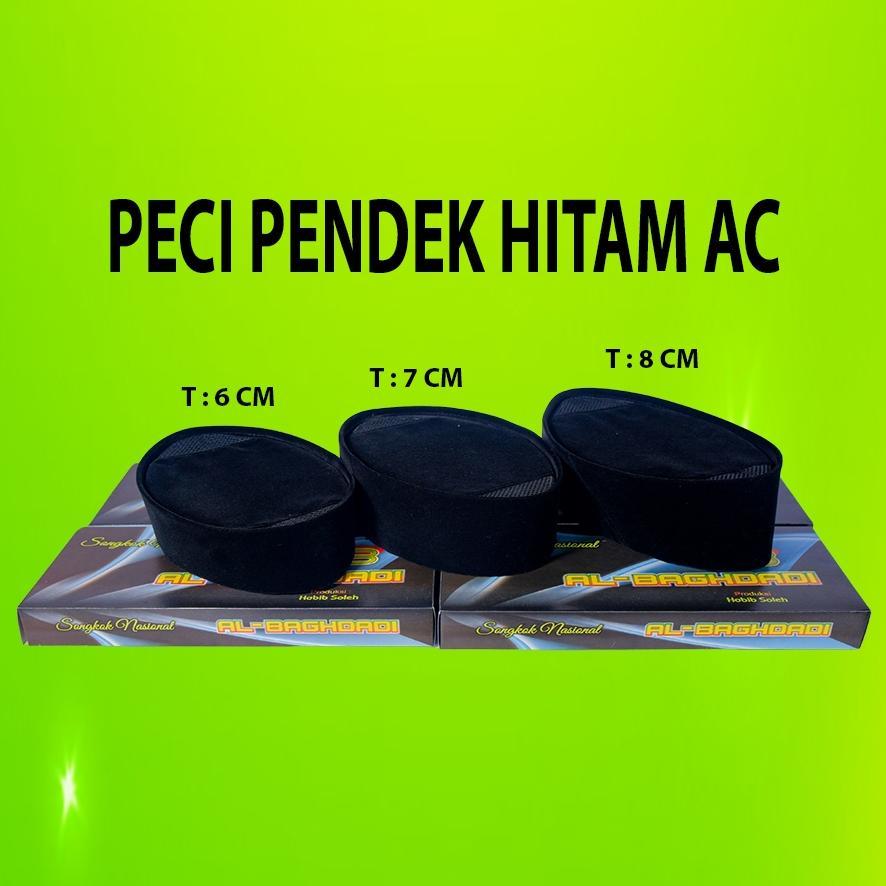 hjg-7 Peci Pendek Ac/Tinggi 6 7 8 cm/Peci Cak Lontong/Songkok Hitam Pendek/Peci Hitam Pendek/Peci Pe