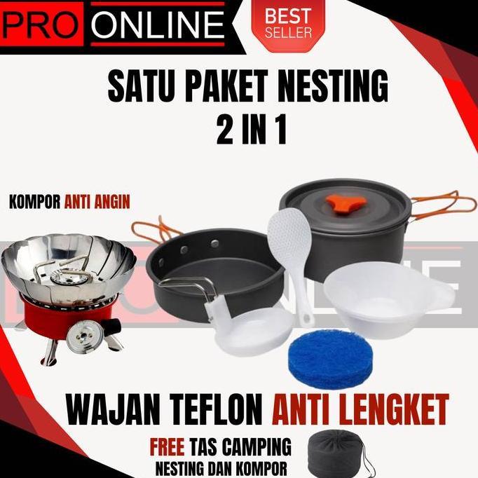 Nesting camping oudoor - paket nesting dan kompor windproof