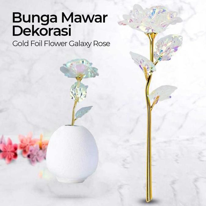 Flowpick- Acevivi Bunga Mawar Plastik Dekorasi Gold Foil Flower Rose - Ac0113