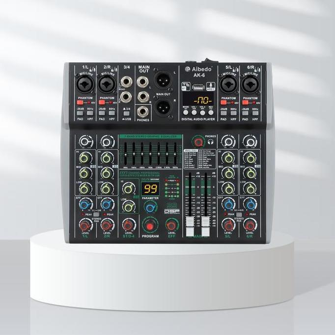 Sandalan - kseller Mixer Portabel Profesional 4/6/8-Saluran dengan Bluetooth 99DSP Equalizer 7-Band 