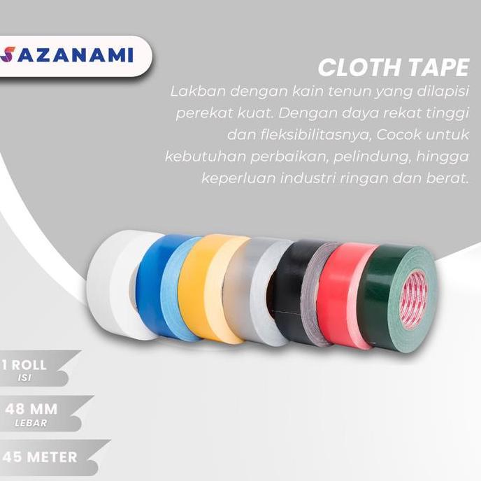 Bagus- Lakban Kain Warna 2" X 45M Lakban Kain Hitam Cloth Tape Warna 45M Jumbo