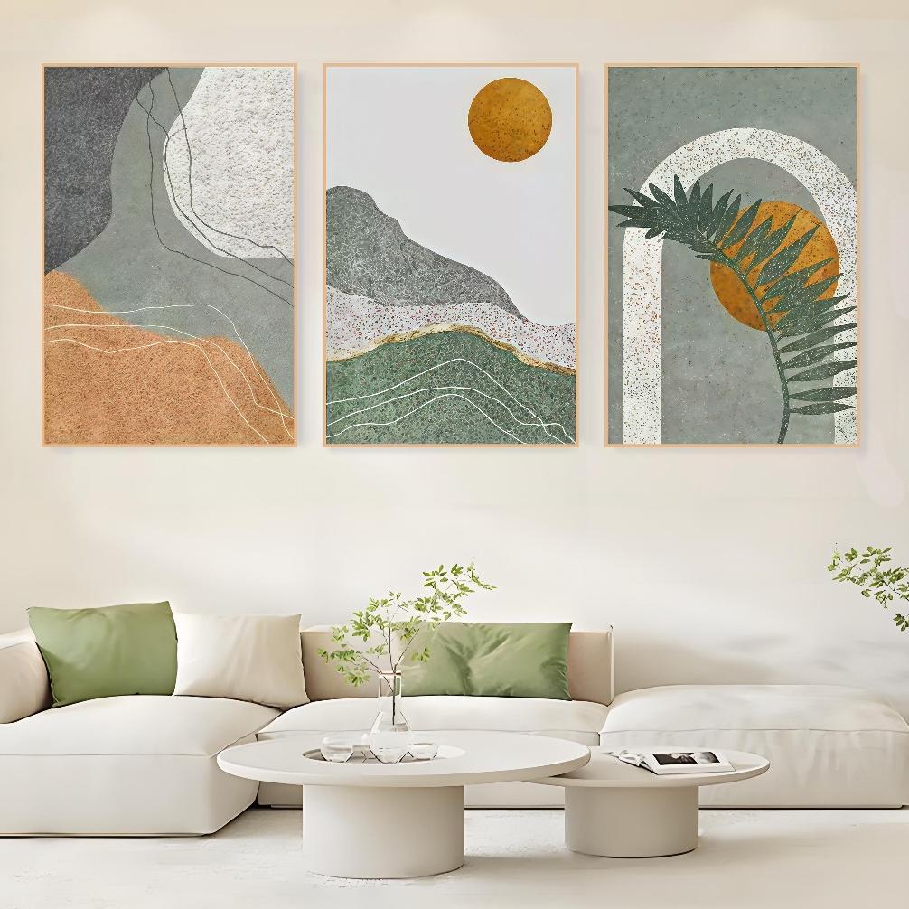 Hiasan Dinding Ruang Tamu Minimalis 40x60cm - Lukisan Tanaman Hijau Elegan