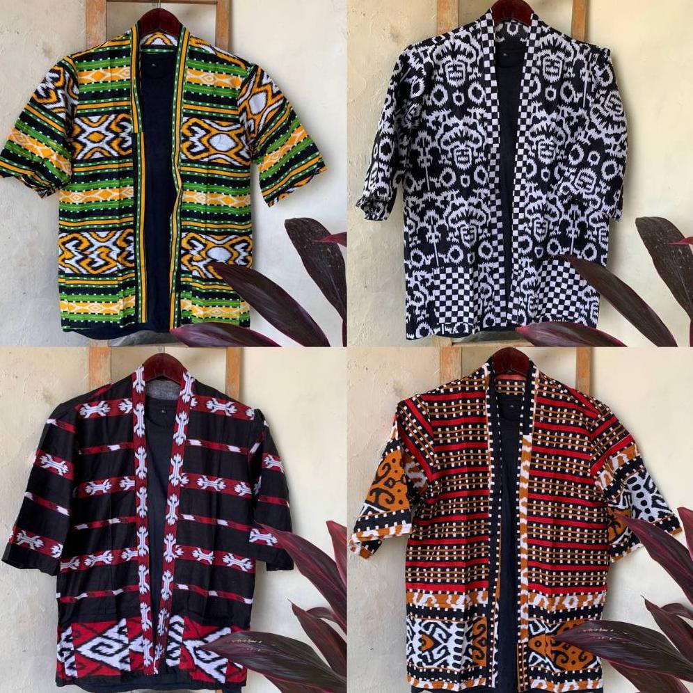 HIGH DEMAND Wolv Kimono Outer Unisex Loose Casual Lengan Pendek Outer Cardigan Pria Etnik Outerwear 