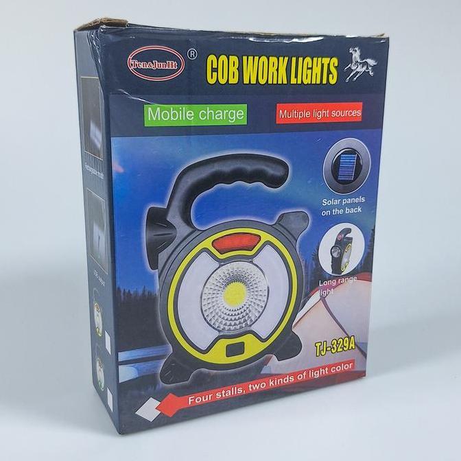 Lampu Senter Led Lantera Emergency Camping Cob Lampu Kerja Solar Panel Taffware Tj329A