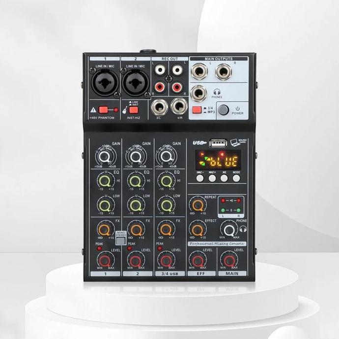 Sandalan - kseller Mixer Audio Digital Mini Murah Mixer 4 Channel PC Soundcard Bluetooth Karaoke Pla