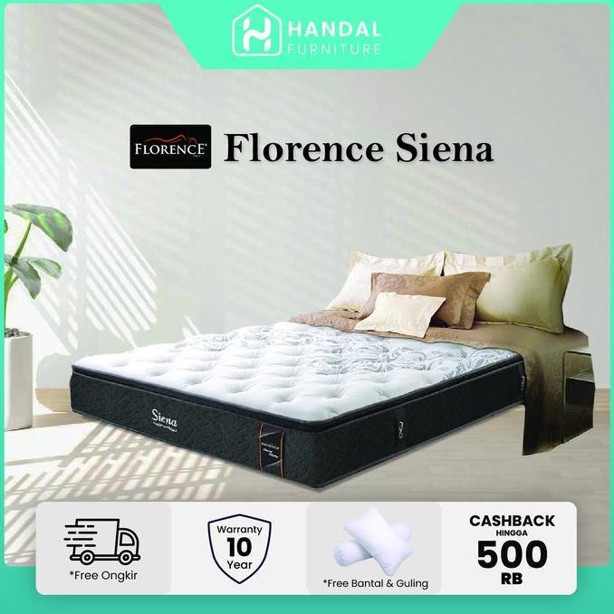 Kasur Springbed Florence Siena 100x200, 120x200, 160x200, 180x200, 200x200 Pillow Top Anti Nyamuk De