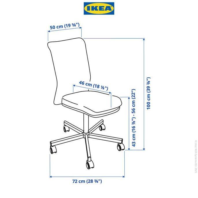 IKEA TOBERGET Kursi Kerja Putar Abu-Abu Adjustable (TERBAIK) (TERBARU) (TERMURAH)