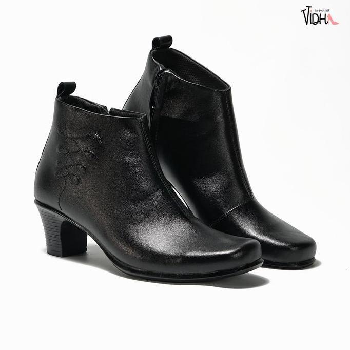 SEPATU BOOTS FORMAL WANITA KULIT ASLI HAK TINGGI BOOT KANTORAN COKLAT KODE 444
