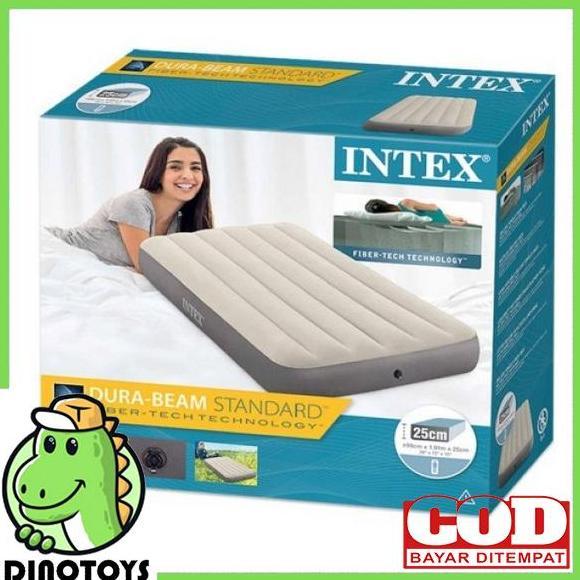 NEW - DINOTOYS INTEX 64101 KASUR ANGIN HIGH QUALITY - INTEX DURA BEAM TWIN  CREAM 191x99x25cm KASUR 