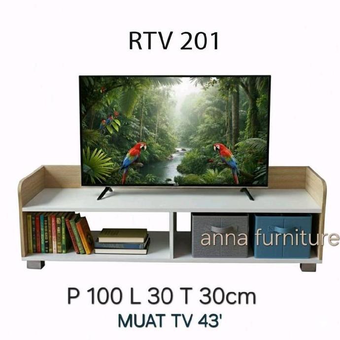 RAK TV MINIMALIS MEJA TV SERBAGUNA Furniture Tipe RTV 201  PANJANG 100CM MUAT 43INCH