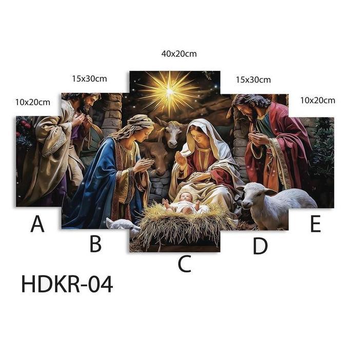 Promo Pajangan Dinding Kayu Perjamuan Kudus Gembala Bunda Maria Kelahiran Tuhan Yesus Set 5 Panel Mo