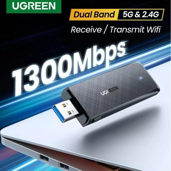 UGREEN USB Wifi Wireless Adapter AC1300 Wifi Receiver Dual Band USB Adapter 50340