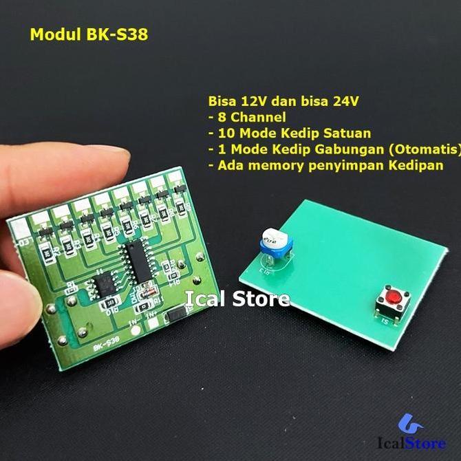 DN37 >> Modul BK-S38 Strobo LED 12V 24V 8 Channel Memory Manual Otomatis