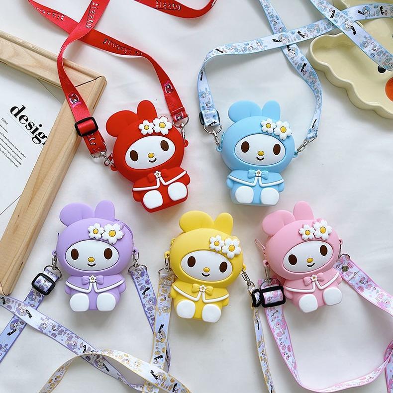 Grosir Tas Selempang Anak Model Jelly Rubber Kelinci Bunga Murah