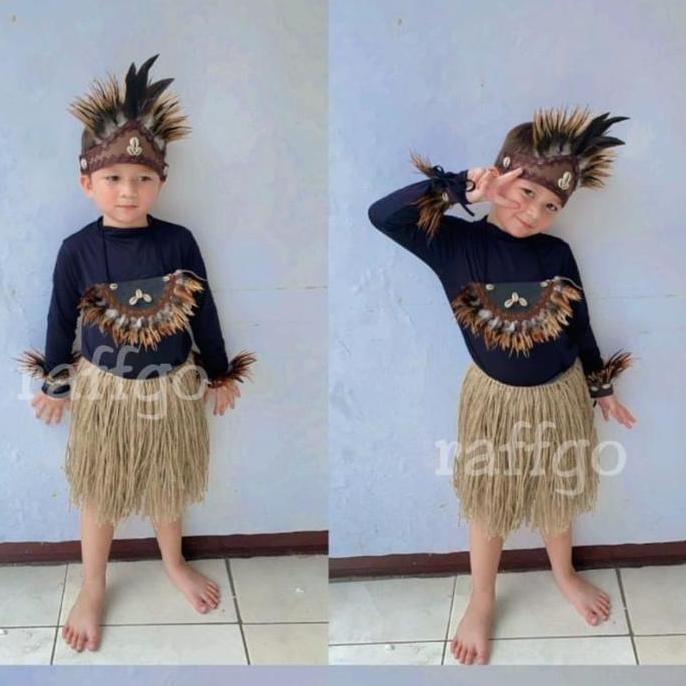 topi adat papua / topi bulu ayam papua/ topi tari anak