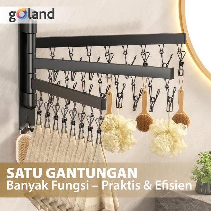 Goland Jemuran Baju Tempel Dinding Rak Jemuran Pakaian Lipat Rak Jemuran Tembok Jemuran Baju