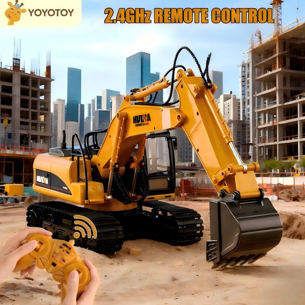 YOYOTOY Excavator Remote Control 16Channel  Besar 1:14 2.4GHz RC Beko Bahan Paduan Truk Penggali Set